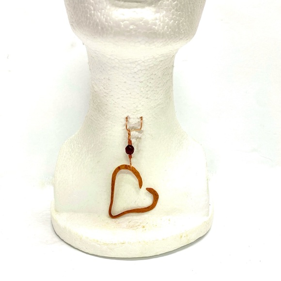 HANDCRAFTEd Hand Wrapped Hammered Pure Copper Heart Statement Pendant, Gift - Picture 4 of 10